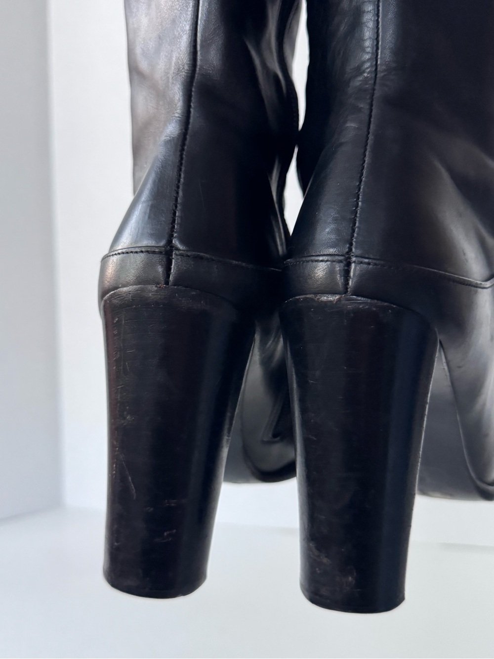 Via Spiga Black Leather Knee-High Heeled Boots - Picture 6 of 10